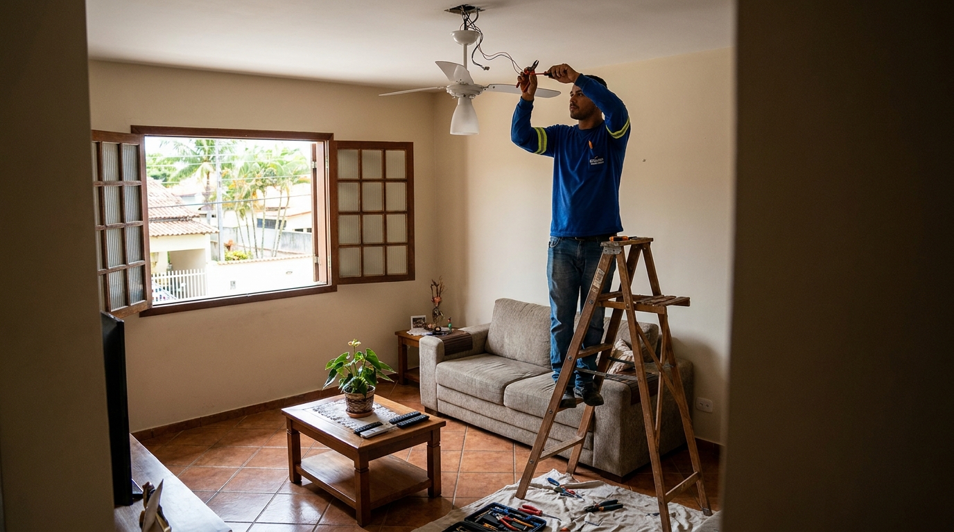 Instalacao de ventilador de teto profissional em Franca‑SP